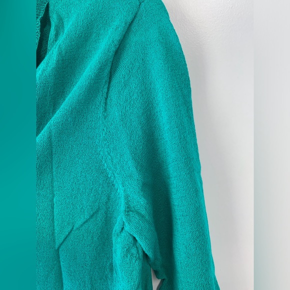 Chico’s Teal Ruffled Open Front Cardigan - sz 2 (L) - Picture 6 of 12